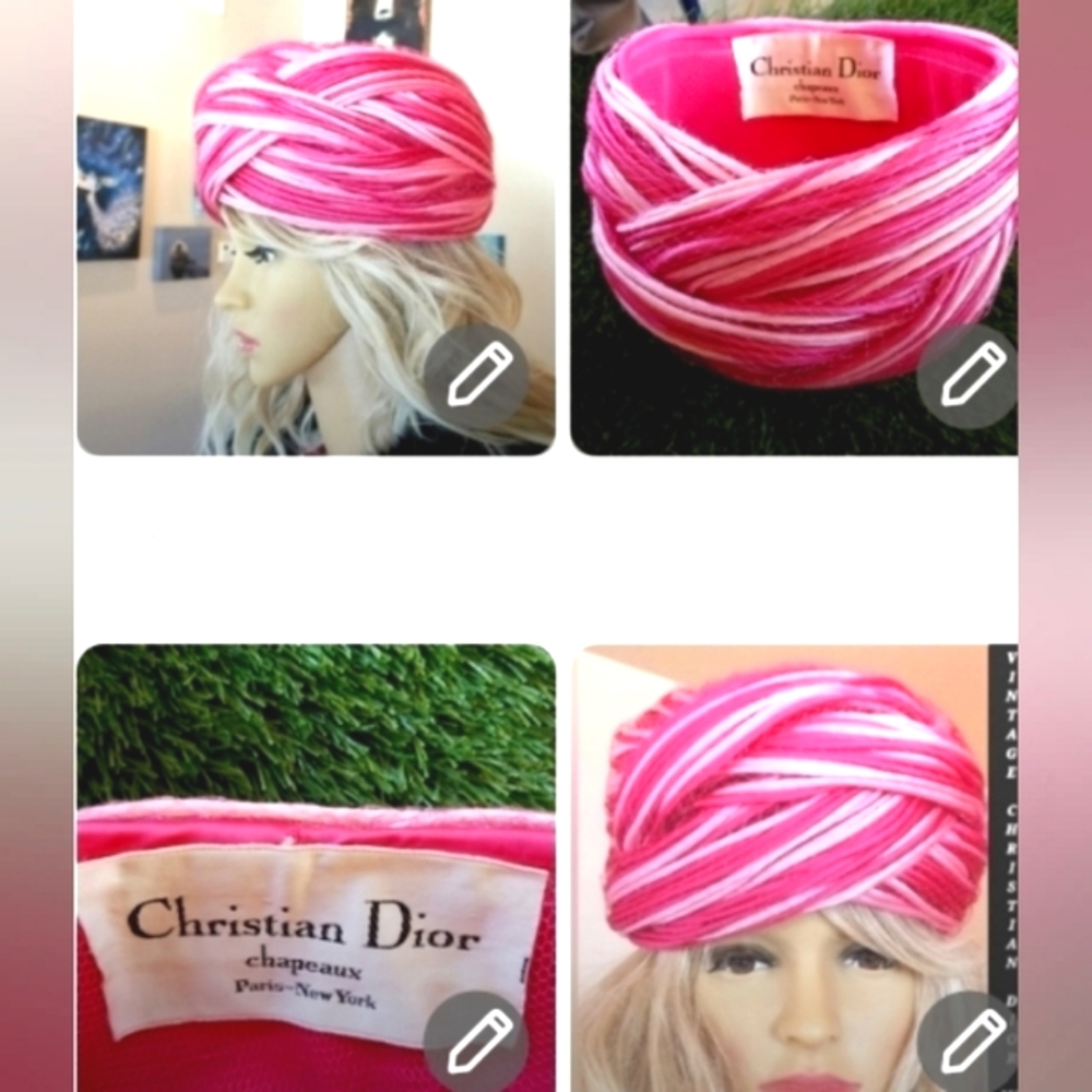 60s DIOR Christian Vtg Braided Pinks Netting Party Fashionista Collector Hat EVC - Picture 3 of 16